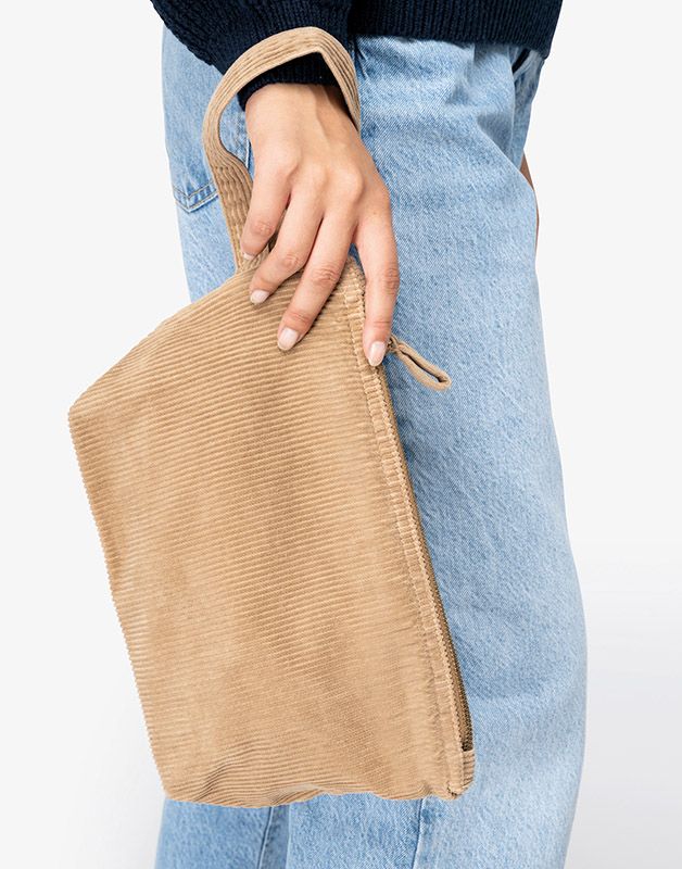 Pochette écoresponsable en velours côtelé

