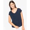 T-SHIRT COL V EN LIN FEMME