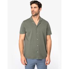 CHEMISE ÉCORESPONSABLE DÉLAVÉE EN JERSEY MANCHES COURTES À COL BOWLING HOMME
