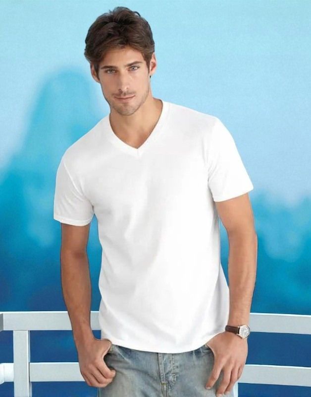 T-SHIRT HOMME COL V SOFTSTYLE