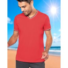 TEE-SHIRT PIQUÉE COL V MASCULIN