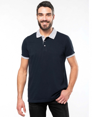 Polo piqué bicolore homme