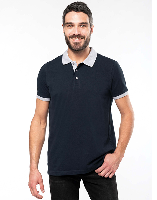 Polo piqué bicolore homme