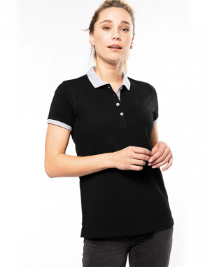 Polo piqué bicolore femme