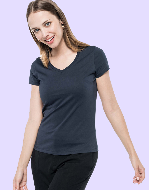T-shirt Supima® col V manches courtes femme