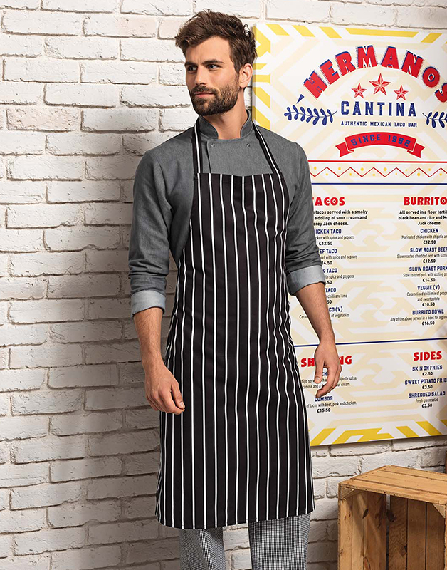 Tablier à bavette rayé