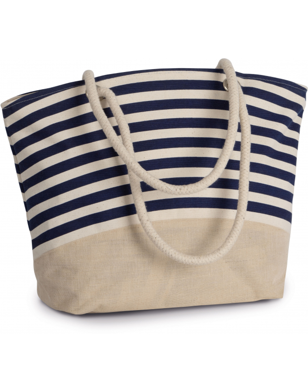 Sac shopping style marin en toile de jute 