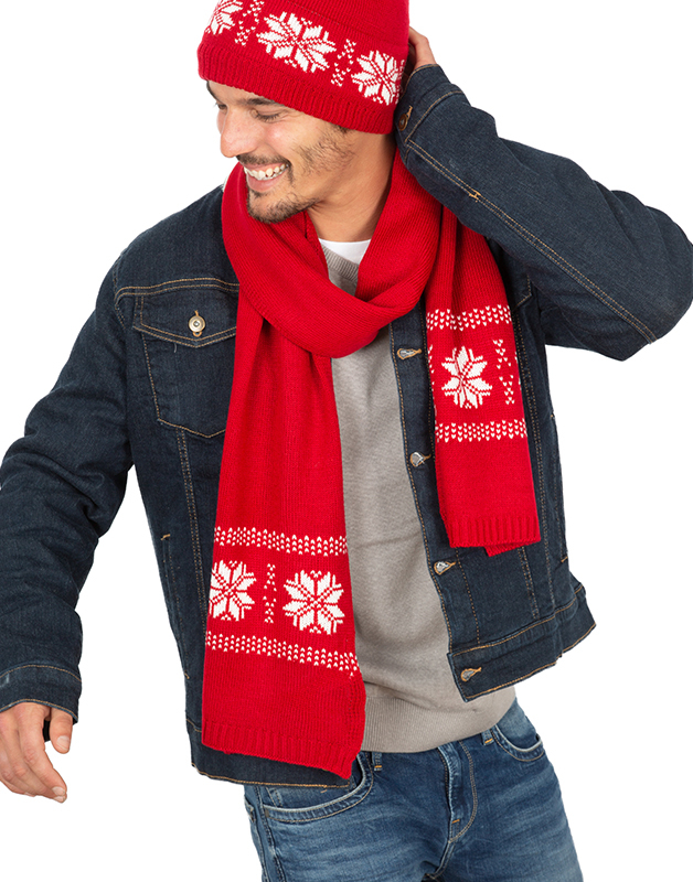 Echarpe de Noël tricotée motif étoiles